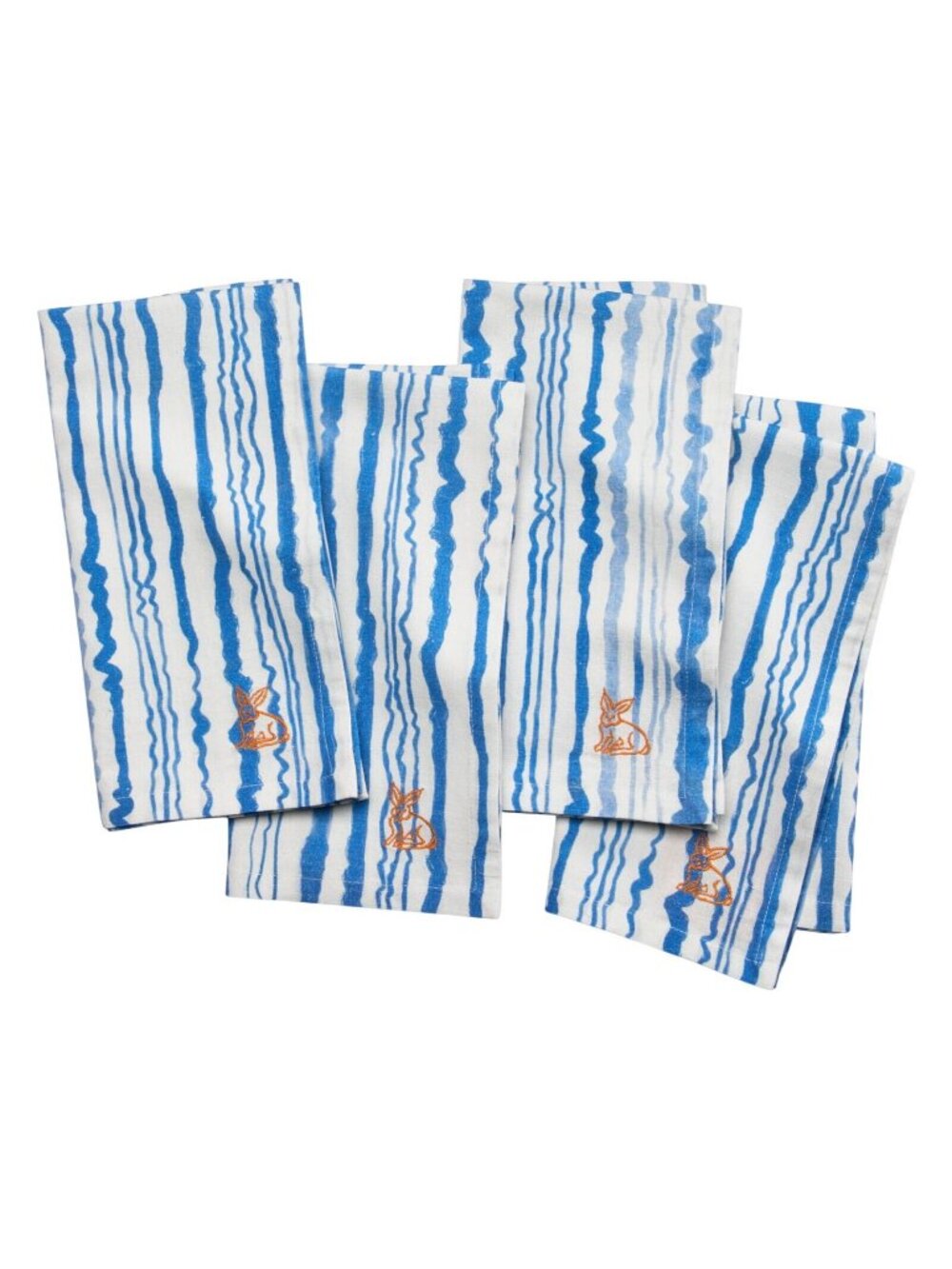 NWT Coniglio Palm Beach 4 Cotton Napkins Wiggle Stripe Light Blue 22" x 22"
